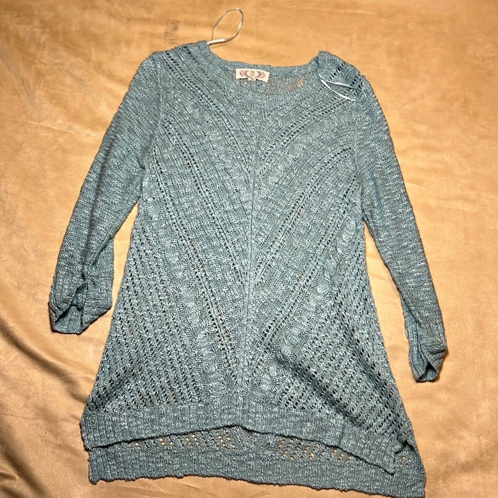 Turquoise net sweater